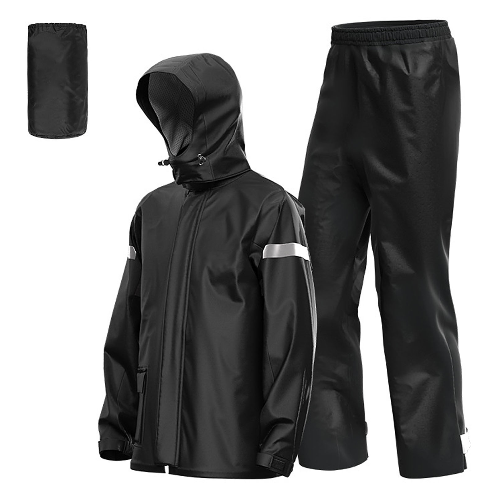 Cycling Gear Jacket - 男性用バイク用レインスーツ、屋外用反射材付き防水レインジャケットとパンツ、バイク乗車、サイクリング、キャンプ、ハイキング用レインギア