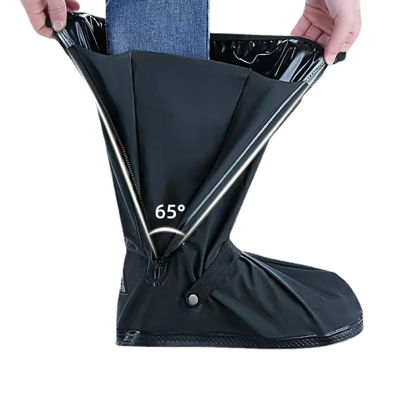 Cycling Shoe Covers - ユニセックス再利用可能な滑り止め防水レインブーツ靴カバーハイチューブ黒靴ダストプロテクターカバーオートバイバイクレインカバー