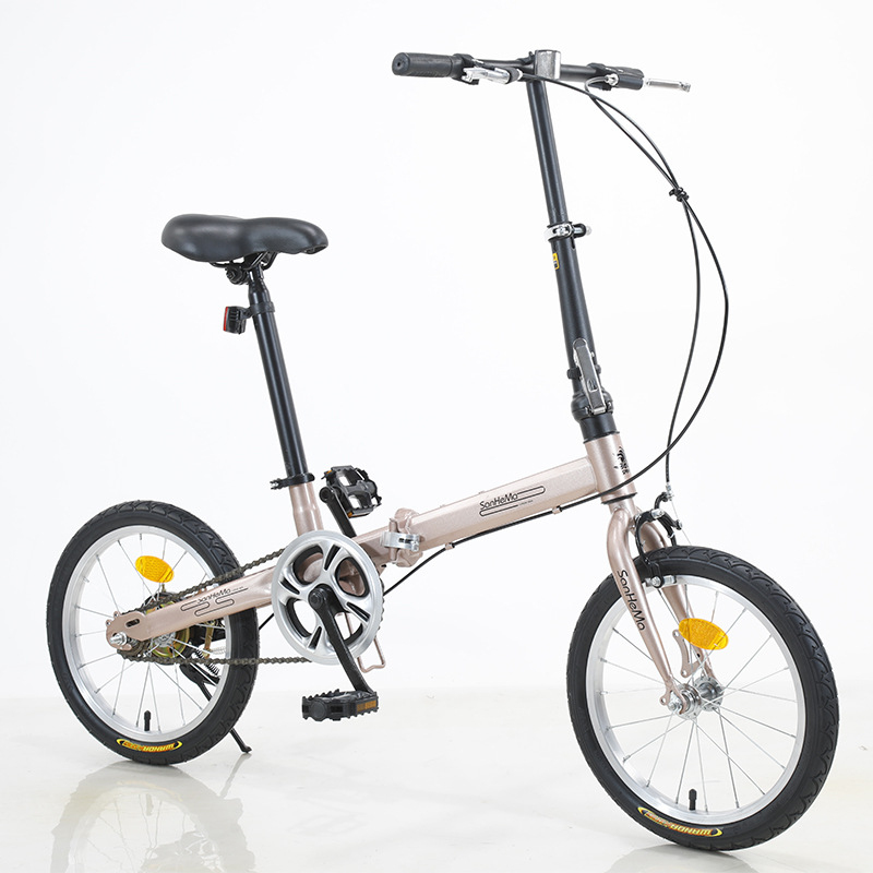 Cycling Gear Inches - Sanhema 16 インチ折りたたみ自転車シングルスピードディスクブレーキポータブルバイク大人学生向け毎日の通勤アウトドアシティサイクリング