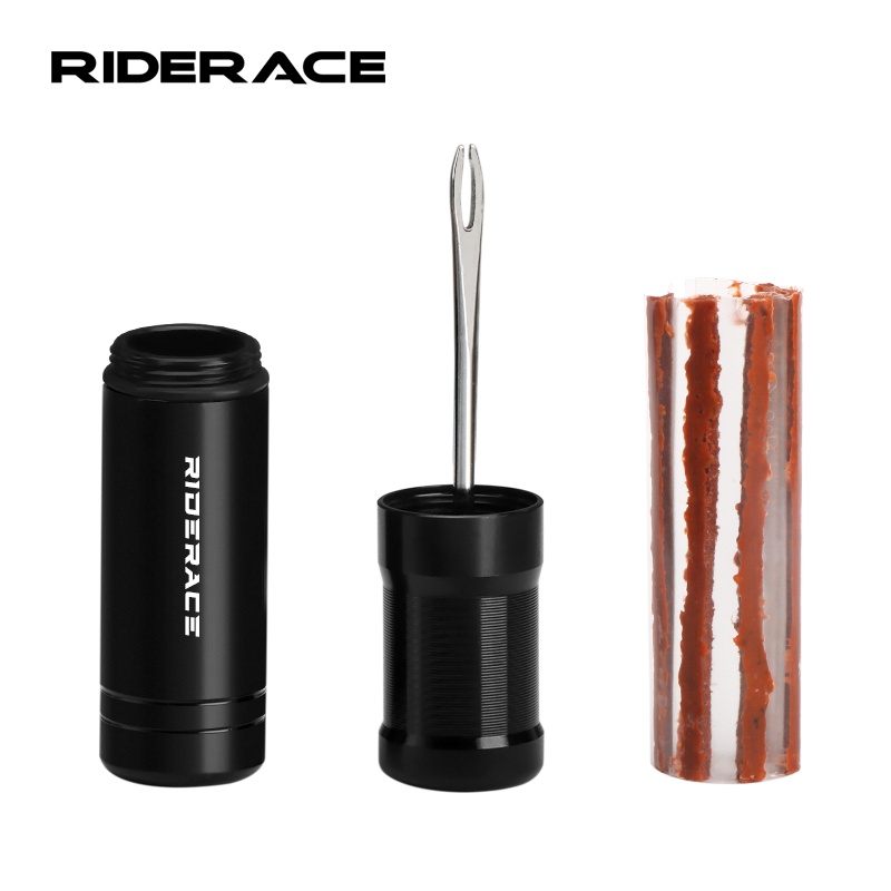Bike Tube Repair Kit - RIDERACE 自転車タイヤ修理ツールキット マウンテンバイク チューブレスタイヤ パンクシーラント ラバーストライプドリルセット