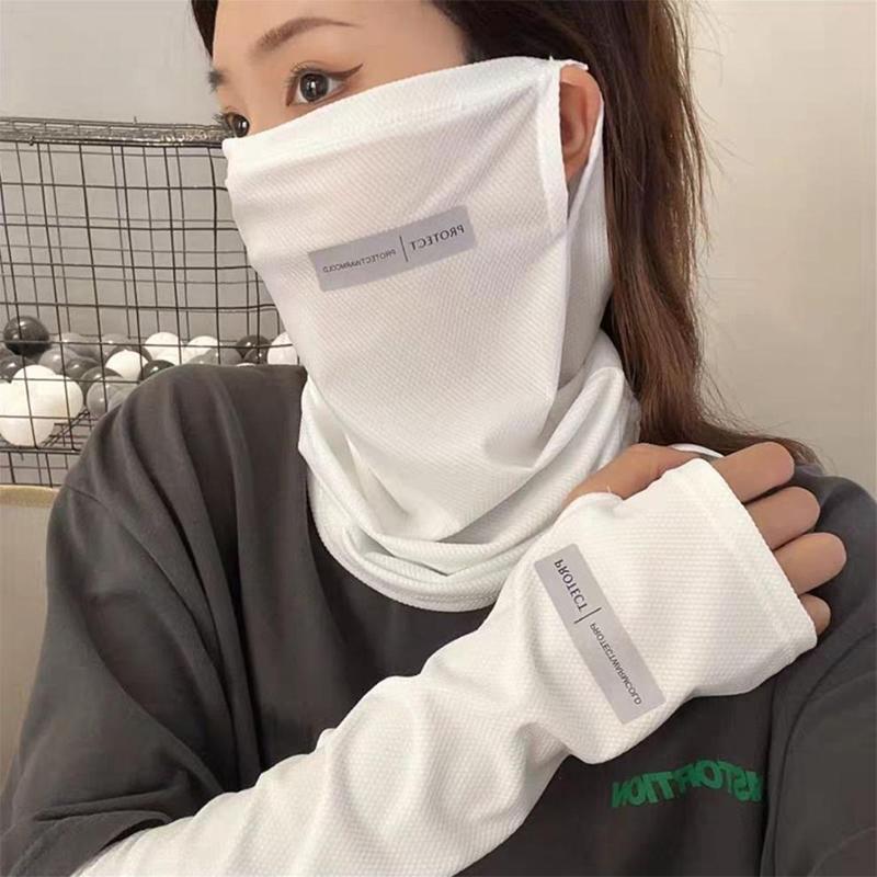 Cycling Face Mask - アイスシルク日焼け止めセット*フェイスマスク+アームスリーブ、通気性抜群、サイクリング/釣り/夏のアウトドアスポーツに最適