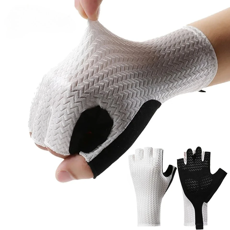 Cycling Gear Padding - 1 ペア M/L/XL 夏通気性ハーフフィンガーサイクリンググローブ超軽量ロードバイクグローブ滑り止めシリコンパッド冷却スポーツギア