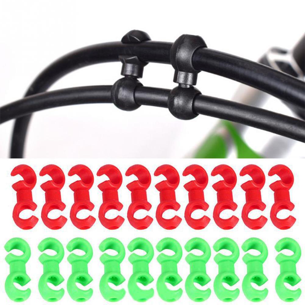 Cycling Gear Guide - 10 個自転車ケーブルクリップ自転車シフトギアケーブルバックルガイドラインクリップ回転可能な MTB ブレーキラインクリップリングクラスプサイクリング