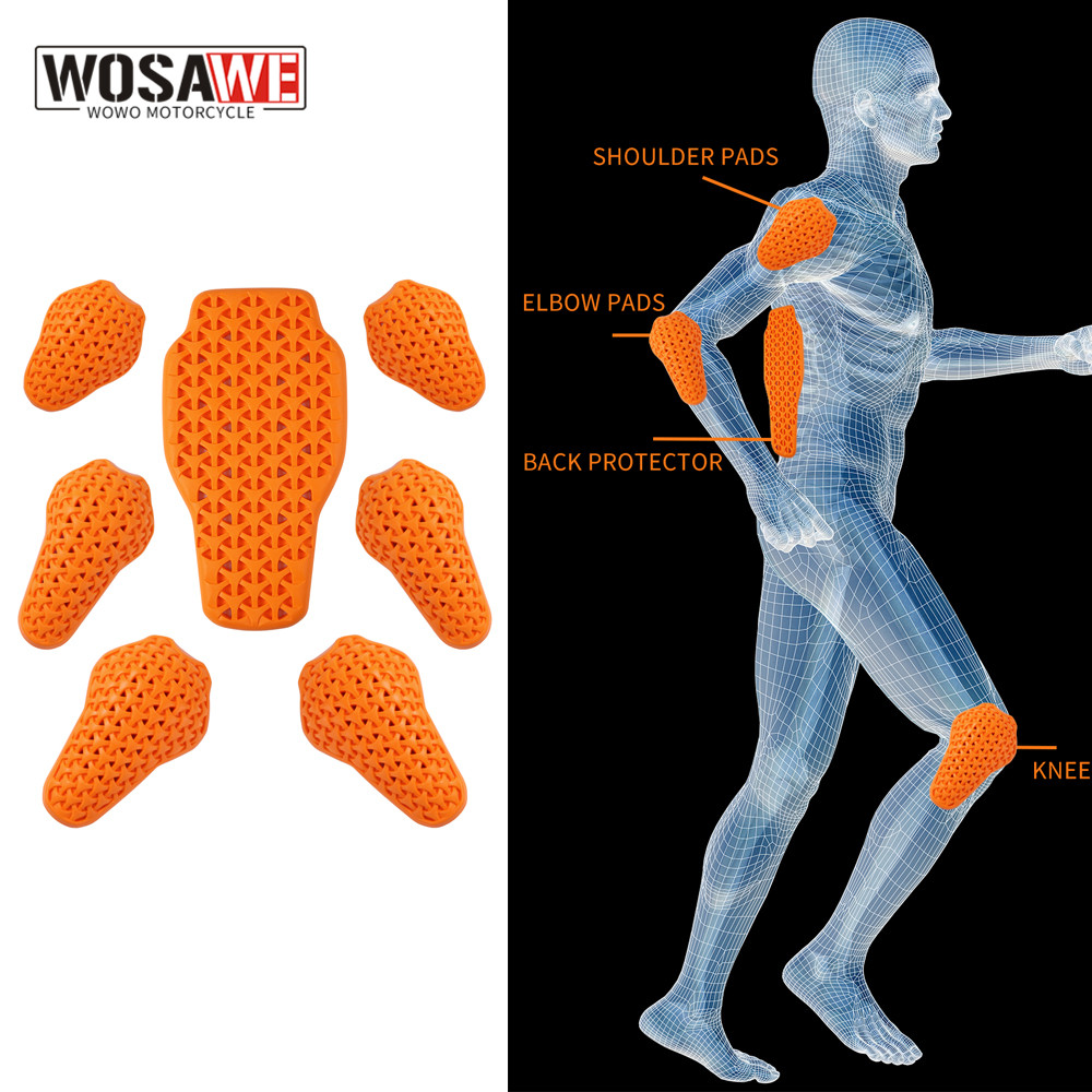 Cycling Gear Padding - WOSAWE オートバイジャケットライニングプロテクターパッド肩肘バックアーマーギアモトクロスレーシングスキースケートバイクサイクリング