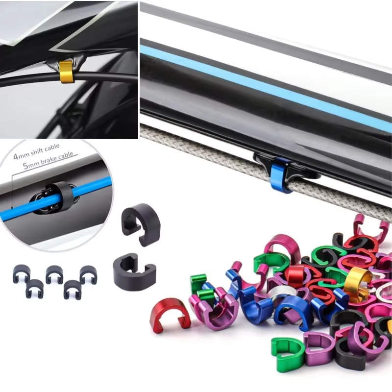 Cycling Gear Guide - 10個入り 自転車ブレーキギアケーブル Sスタイルバックル ホースガイド ブラッククロスラインクリップ リングクラスプ