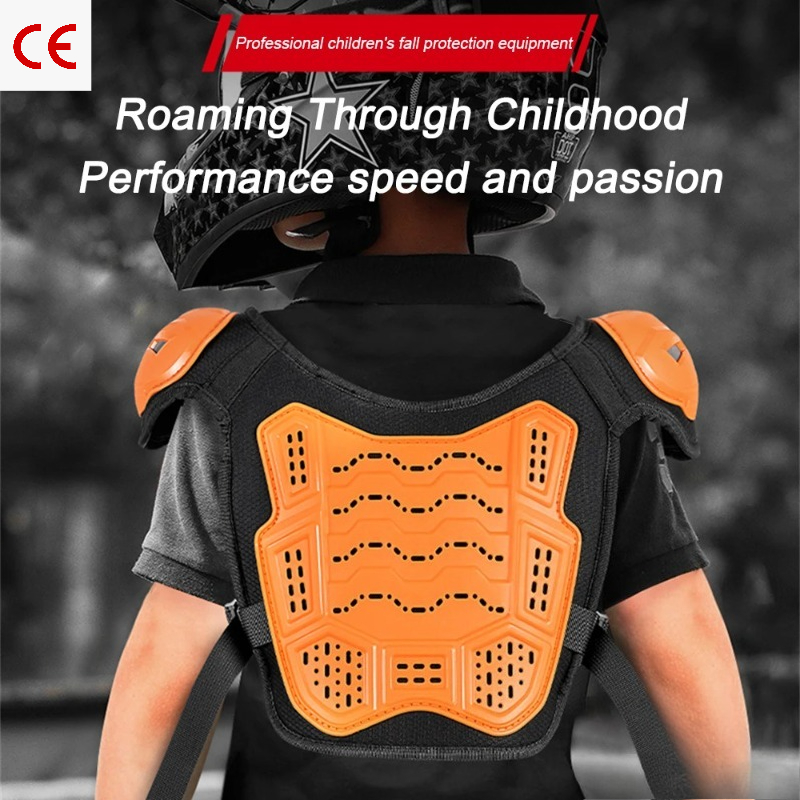 Cycling Gear Jacket - キッズモトフルアーマーセット、モトクロス保護ベストジャケット、子供用ライディング＆デイリーサイクリング用耐衝撃ギア（ニーパッド付き）