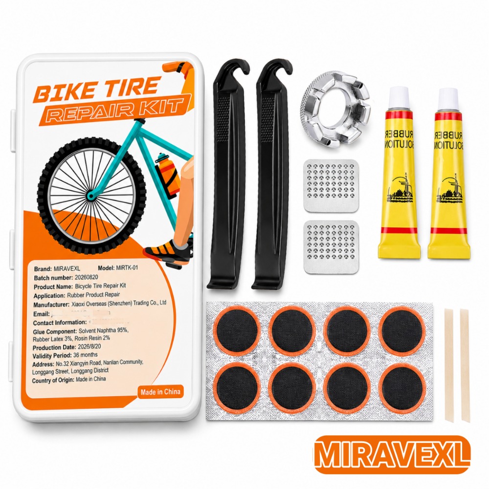 Bike Tube Repair Kit - 自転車タイヤ修理キット、自転車インナーチューブパンク修理パッチキット、金属製ヤスリとタイヤレバー、マウンテンバイクとロードバイク用の自転車パッチキット