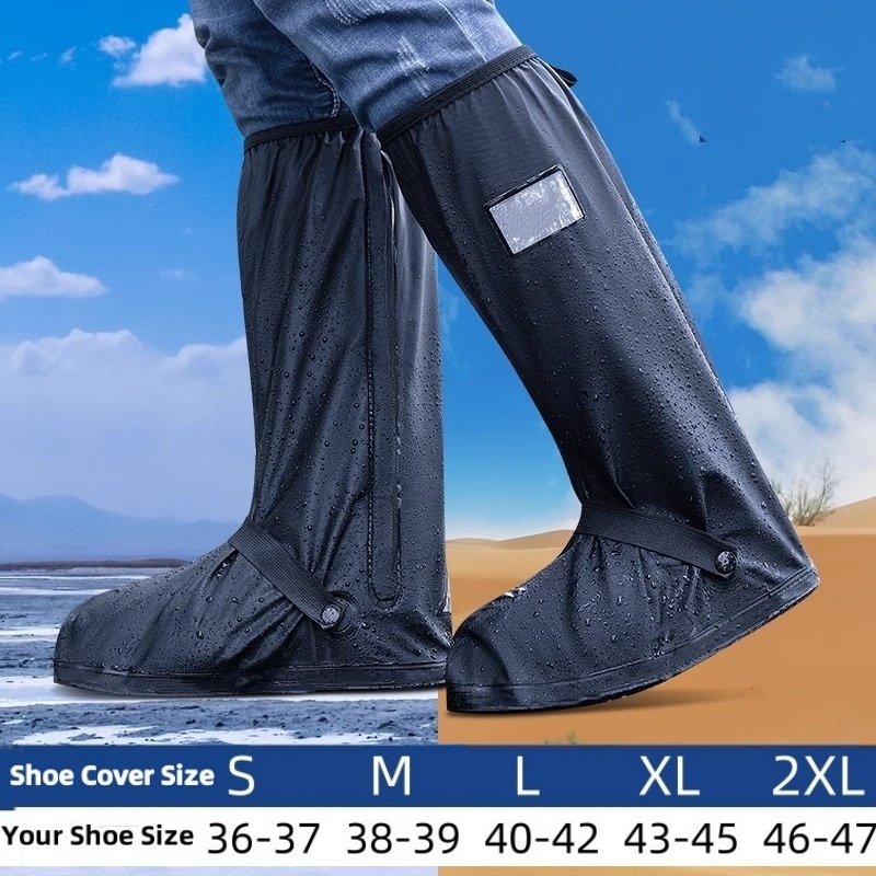 Cycling Shoe Covers - ﻿ ハイチューブ防水滑り止めレインシューズカバーサイクリングブーツパンツカバーオーバーシューズ再利用可能な雨雪防塵シューズパンツプロテクター
