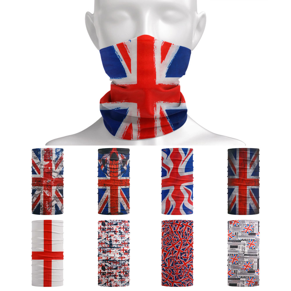 Cycling Gear Uk - 英国ユニオンジャックネックチューブバンダナ イギリス ヘッドウェア シームレスネックゲイター ヘッドラップ フェイスマスク