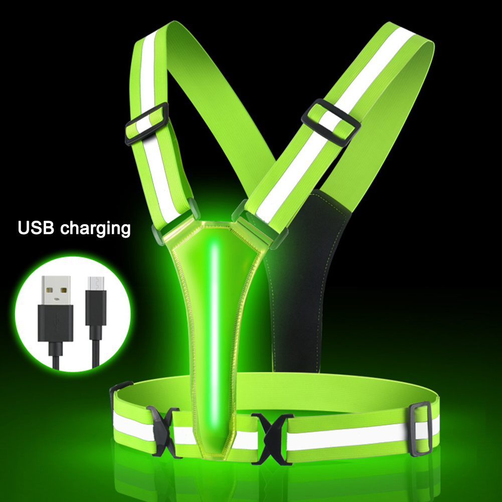 USB,充電式,反射性,高視認性,夜間のランニング,子供と大 - Cycling Gear Vest のレビューと価格