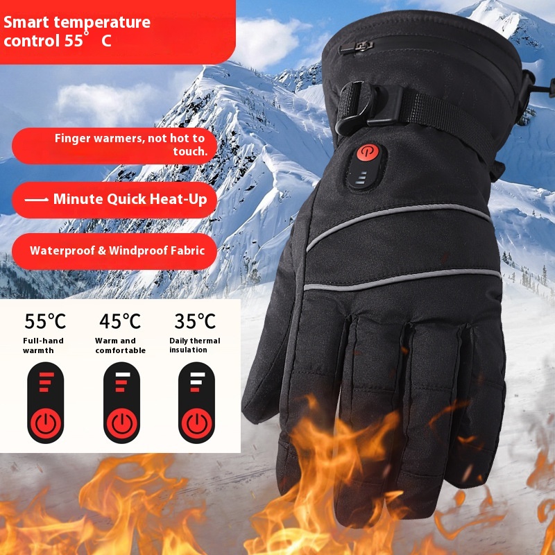 タッチスクリーン対応加熱手袋 アウトドアサイクリング スキー - Cycling Heat Gear のレビューと価格