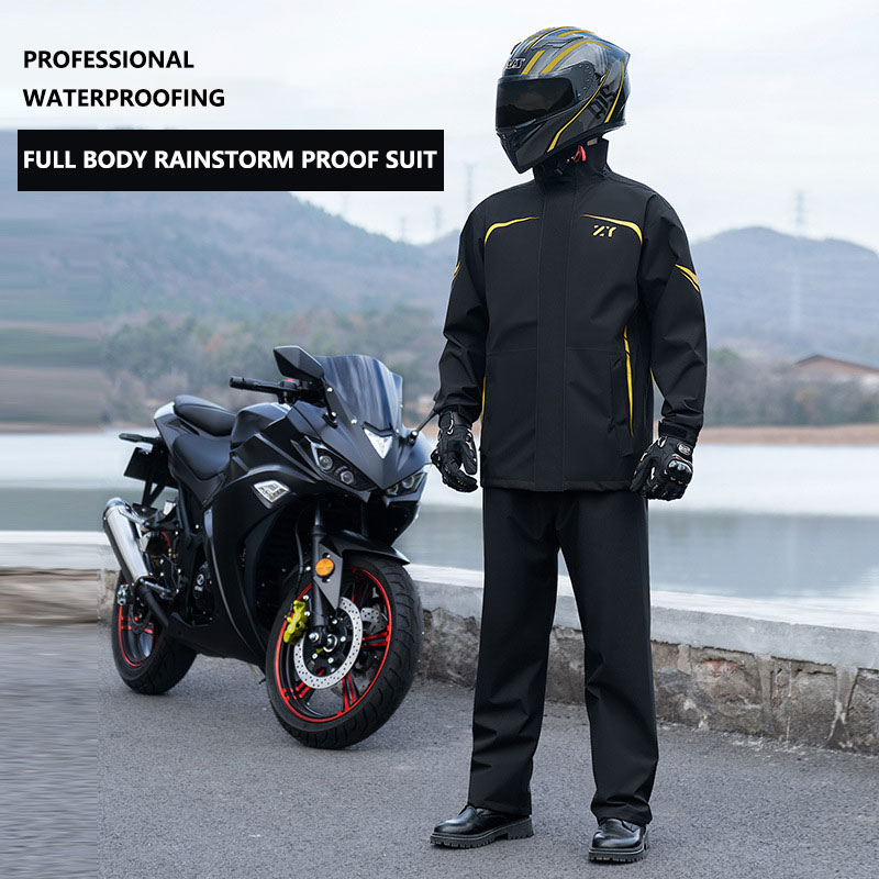 オートバイのレインコートと男性用パンツセット,防水レインギア - Cycling Gear Jacket のレビューと価格