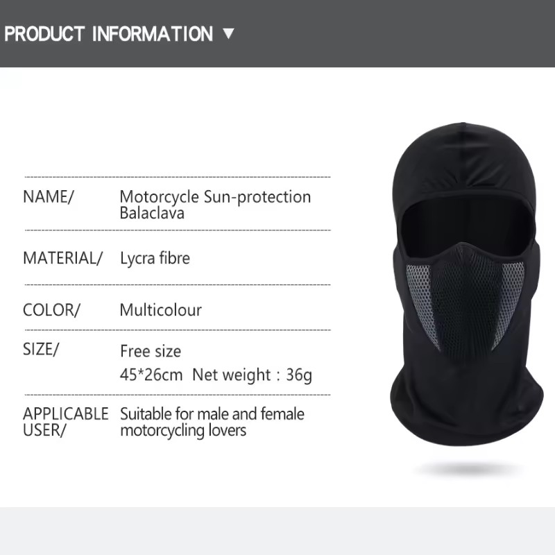 フルフェイスマスクサイクリング防風ヘッドギアオートバイバラク - Cycling Face Mask のレビューと価格