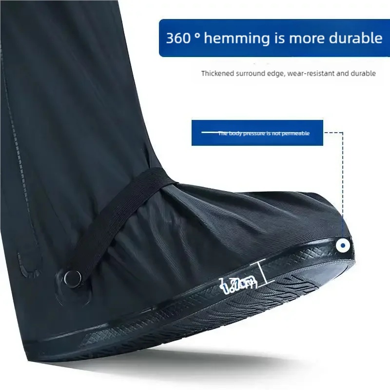黒のハイカット防水レインシューズカバー、反射ストリップ付き、 - Cycling Shoe Covers のレビューと価格