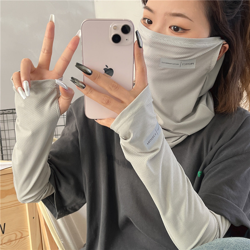 Sun UV保護アームスリーブセット、アイスシルクフェイスカ - Cycling Face Mask のレビューと価格