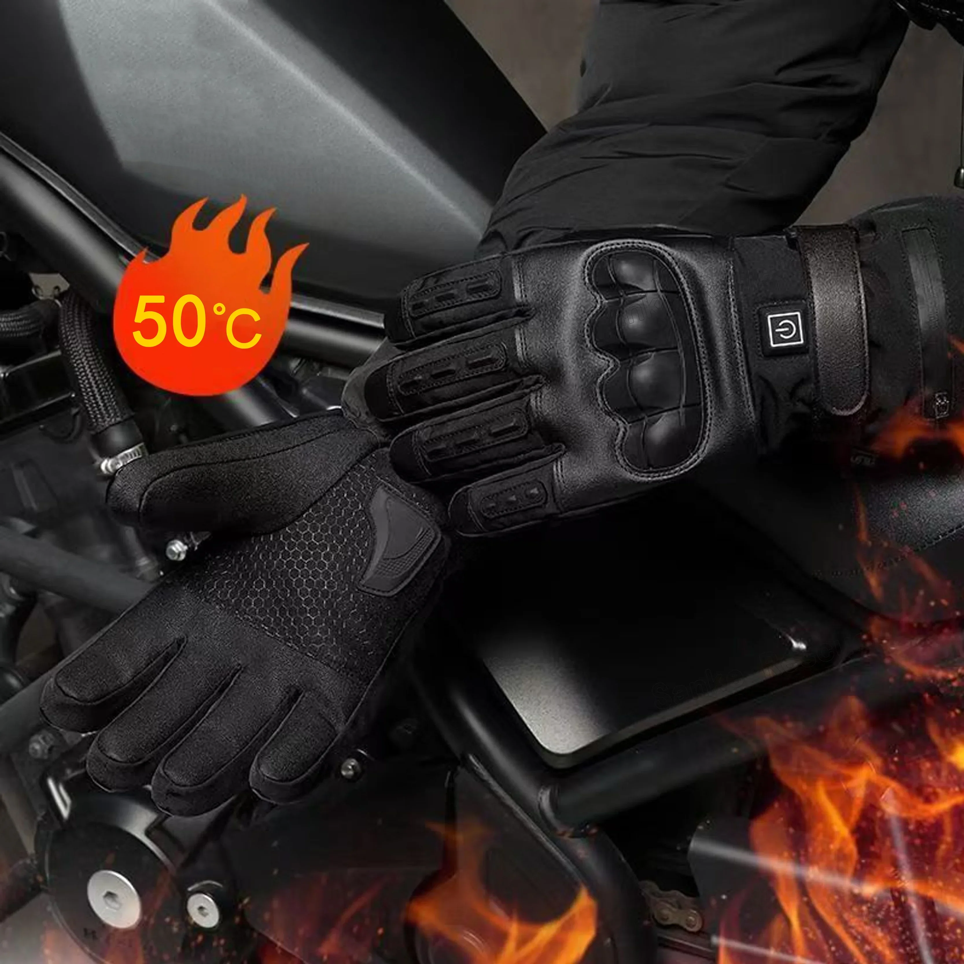 加熱されたオートバイの手袋男性用戦術的な冬用手袋自転車用品ス - Cycling Heat Gear のレビューと価格